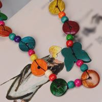 Vintage-Stil Ethnischer Stil Klassischer Stil Schmetterling Holzperlen Kokosnuss Schale Perlen Frau Doppellagige Halsketten main image 7