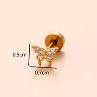1 Piece Ear Cartilage Rings & Studs Classic Style Star Flower Butterfly 316 Stainless Steel  Copper Polishing Inlay Zircon 18K Gold Plated Ear Cartilage Rings & Studs main image 2