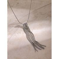 304 Stainless Steel Modern Style Classic Style Tassel Solid Color Pendant Necklace main image 6