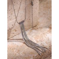 304 Stainless Steel Modern Style Classic Style Tassel Solid Color Pendant Necklace main image 5