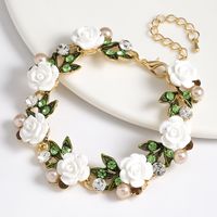 Wholesale Jewelry Elegant Sweet Classic Style Water Droplets Flower Alloy Rhinestones Inlay Bracelets sku image 3