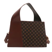 Women's Pu Leather Color Block Vintage Style Classic Style Zipper Shoulder Bag sku image 1