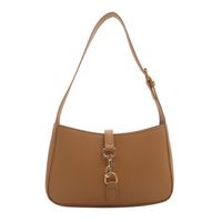 Women's Pu Leather Solid Color Vintage Style Classic Style Hook Loop Crossbody Bag sku image 1