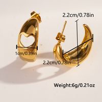 1 Pair Casual Vintage Style C Shape Geometric Heart Shape Plating 304 Stainless Steel 18K Gold Plated Ear Studs main image 7
