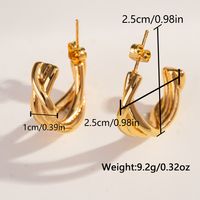 1 Pair Casual Vintage Style C Shape Geometric Heart Shape Plating 304 Stainless Steel 18K Gold Plated Ear Studs main image 3