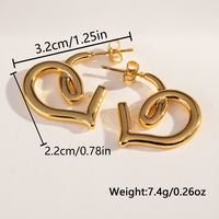 1 Pair Casual Vintage Style C Shape Geometric Heart Shape Plating 304 Stainless Steel 18K Gold Plated Ear Studs main image 5