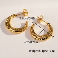 1 Pair Casual Vintage Style C Shape Geometric Heart Shape Plating 304 Stainless Steel 18K Gold Plated Ear Studs main image 6