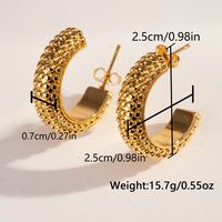 1 Pair Casual Vintage Style C Shape Geometric Heart Shape Plating 304 Stainless Steel 18K Gold Plated Ear Studs main image 4