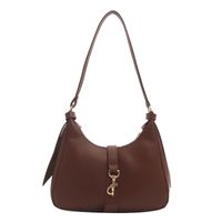 Women's Pu Leather Solid Color Classic Style Hook Loop Underarm Bag sku image 1