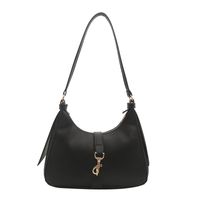 Women's Pu Leather Solid Color Classic Style Hook Loop Underarm Bag sku image 4