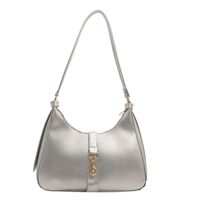 Women's Pu Leather Solid Color Classic Style Hook Loop Underarm Bag sku image 3