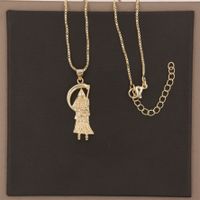 Wholesale Gothic Punk Shiny Death Copper Plating Inlay 18K Gold Plated Zircon Pendant Necklace sku image 1