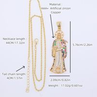 Wholesale Gothic Punk Shiny Death Copper Plating Inlay 18K Gold Plated Zircon Pendant Necklace main image 7