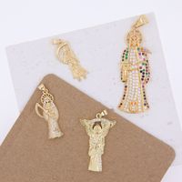 Wholesale Gothic Punk Shiny Death Copper Plating Inlay 18K Gold Plated Zircon Pendant Necklace main image 2