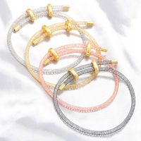 Copper 18K Gold Plated Casual Classic Style Shiny Plating Inlay Round Zircon Tennis Bracelet main image 1
