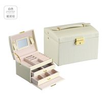 Retro Solid Color PU Leather Jewelry Boxes sku image 1