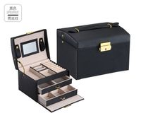 Retro Solid Color PU Leather Jewelry Boxes sku image 4