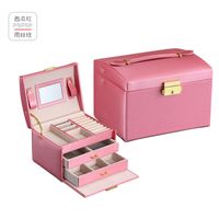 Retro Solid Color PU Leather Jewelry Boxes sku image 3