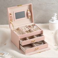 Retro Solid Color PU Leather Jewelry Boxes sku image 7