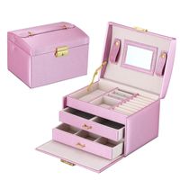 Retro Solid Color PU Leather Jewelry Boxes sku image 5