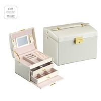 Retro Solid Color PU Leather Jewelry Boxes sku image 2