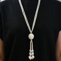 Simple Style Color Block Imitation Pearl Beaded Women's Sweater Chain sku image 3