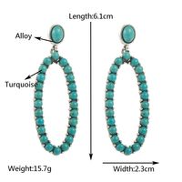 1 Pair Casual Vacation Modern Style Color Block Plating Inlay Alloy Turquoise Turquoise Silver Plated Drop Earrings main image 3