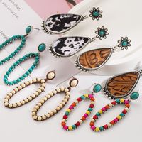 1 Pair Casual Vacation Modern Style Color Block Plating Inlay Alloy Turquoise Turquoise Silver Plated Drop Earrings main image 1