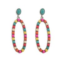 1 Pair Casual Vacation Modern Style Color Block Plating Inlay Alloy Turquoise Turquoise Silver Plated Drop Earrings sku image 1