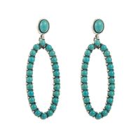 1 Pair Casual Vacation Modern Style Color Block Plating Inlay Alloy Turquoise Turquoise Silver Plated Drop Earrings sku image 2