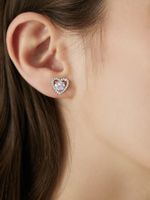1 Pair Romantic Simple Style Heart Shape GRA Certificate Sterling Silver Moissanite Rose Gold Plated White Gold Plated Ear Studs main image 4