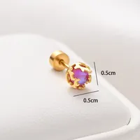 1 Piece Ear Cartilage Rings & Studs Ethnic Style Classic Style Star Leaves Heart Shape 304 Stainless Steel Copper Polishing Inlay Diamond 18K Gold Plated Ear Cartilage Rings & Studs main image 2