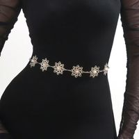 Casual Simple Style Flower Alloy Inlay Rhinestones Pearl Women's Chain Belts sku image 1
