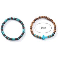 Casual Retro Cross Wooden Beads Turquoise Unisex Bracelets main image 2