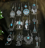 1 Pair Ethnic Style Geometric Plating Alloy Turquoise Drop Earrings main image 3