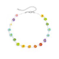 Casual Pastoral Simple Style Flower Daisy Plastic Beaded Women's Necklace sku image 1