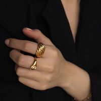 316 Stainless Steel  18K Gold Plated IG Style Classic Style Plating Solid Color Rings main image 7