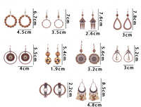 1 Pair Retro Simple Style Triangle Water Droplets Wood Iron Drop Earrings main image 2