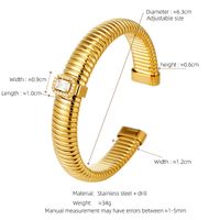 Exaggerated Romantic Simple Style Geometric 304 Stainless Steel 18K Gold Plated Artificial Rhinestones Bangle In Bulk main image 2
