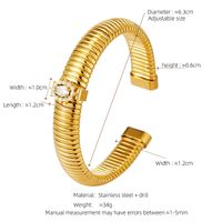 Exaggerated Romantic Simple Style Geometric 304 Stainless Steel 18K Gold Plated Artificial Rhinestones Bangle In Bulk sku image 2