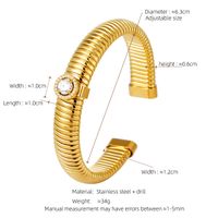 Exaggerated Romantic Simple Style Geometric 304 Stainless Steel 18K Gold Plated Artificial Rhinestones Bangle In Bulk sku image 4