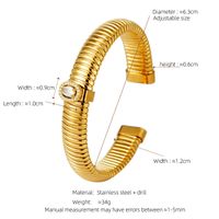 Exaggerated Romantic Simple Style Geometric 304 Stainless Steel 18K Gold Plated Artificial Rhinestones Bangle In Bulk sku image 3