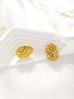 1 Pair Retro Exaggerated Classic Style Stripe Plating 304 Stainless Steel 18K Gold Plated Ear Studs main image 7