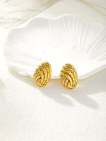 1 Pair Retro Exaggerated Classic Style Stripe Plating 304 Stainless Steel 18K Gold Plated Ear Studs main image 4