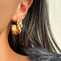 1 Pair Retro Exaggerated Classic Style C Shape Plating 304 Stainless Steel 18K Gold Plated Ear Studs main image 8
