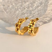 1 Pair Retro Exaggerated Classic Style C Shape Plating 304 Stainless Steel 18K Gold Plated Ear Studs main image 1