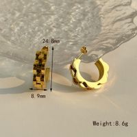 1 Pair Retro Exaggerated Classic Style C Shape Plating 304 Stainless Steel 18K Gold Plated Ear Studs sku image 2