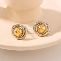 1 Pair Vintage Style Modern Style Classic Style Ball Plating 304 Stainless Steel 18K Gold Plated Ear Studs main image 3