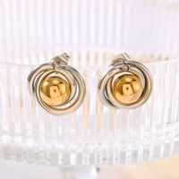 1 Pair Vintage Style Modern Style Classic Style Ball Plating 304 Stainless Steel 18K Gold Plated Ear Studs main image 5