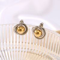 1 Pair Vintage Style Modern Style Classic Style Ball Plating 304 Stainless Steel 18K Gold Plated Ear Studs main image 4